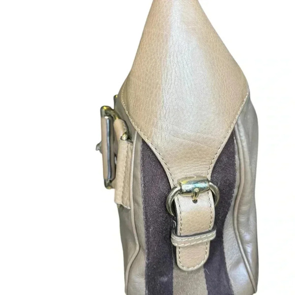 Gucci Light Brown Leather Heritage Stripe Horsebit Hobo Shoulder Bag. - Picture 9 of 16